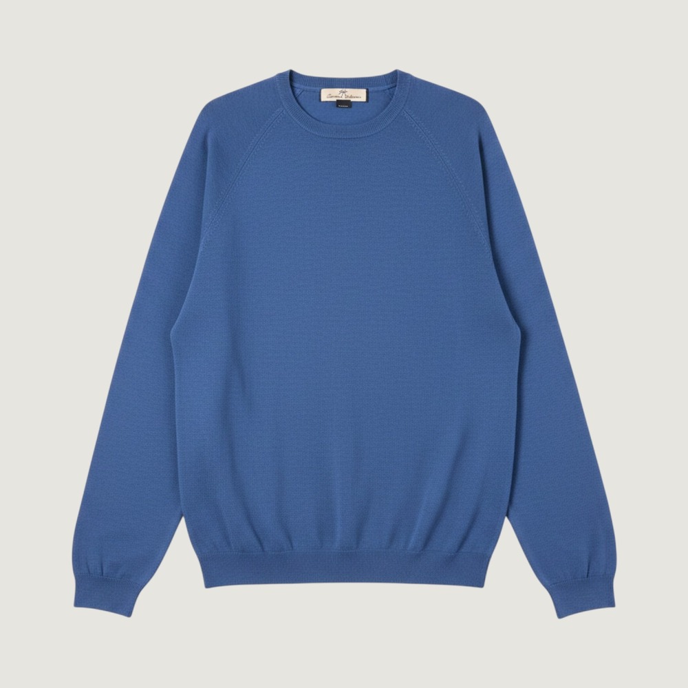 Tommy Bahama Mens Blue Silk Blend Crewneck Raglan Long Sleeve Sweater Large